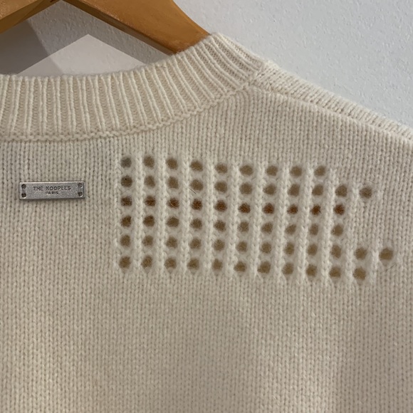 The Kooples Paris Winter White Crewneck Wool Sweater - Picture 3 of 6